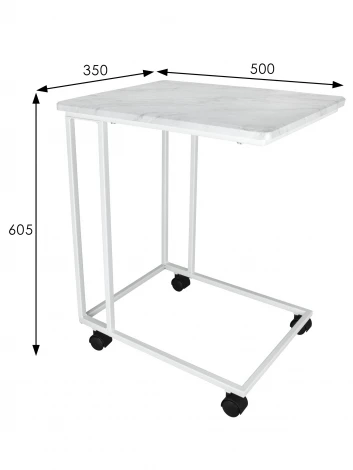 Стол приставной МеталлАрт М007 белый мрамор/белый Mebelik 009776