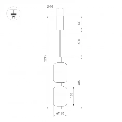 Подвесной светильник SP-CARAMELA-HANG-R120-7W Warm2700 (BK, 300 deg, 230V) (Arlight, IP20, Натуральный шелк) 056886