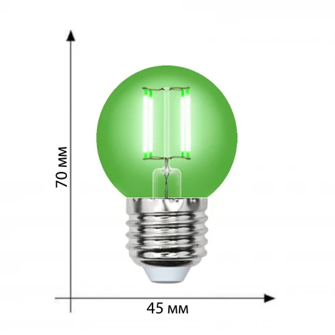 Лампочка светодиодная шар зеленая E27 5W Uniel LED-G45-5W/GREEN/E27 GLA02GR
