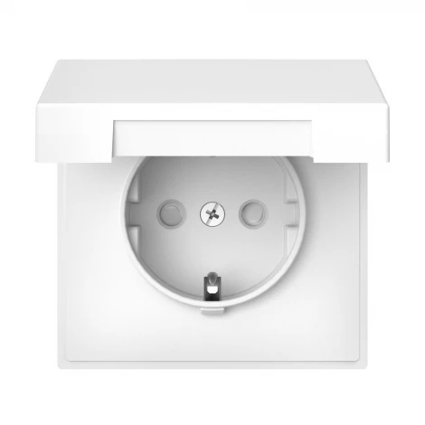 Розетка с заземлением, шторками и крышкой (белый) Systeme Electric GAL000146S