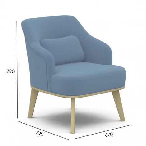 Кресло Комфорт 5 ткань катания дасти blue, каркас лак Mebelik 009197