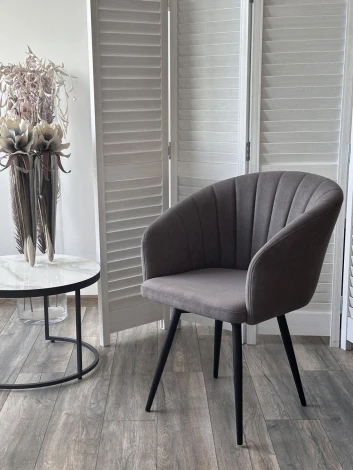 Стул МИШЕЛЬ 360 град. поворот. цвет B28 Темно-серый, велюр / черный каркас M-City 64749