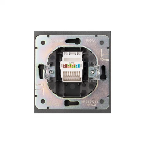 Розетка компьютерная RJ45 кат6 с/у графит Kranz Strong KR-78-0724-6