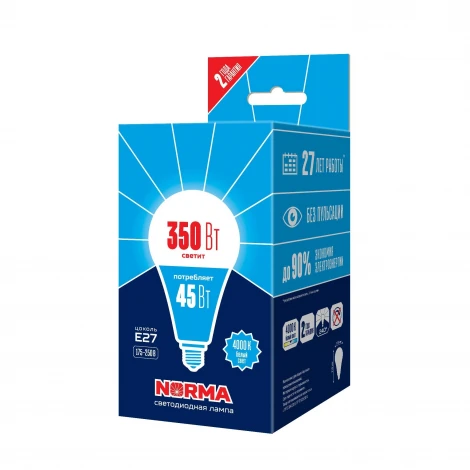 Лампочка светодиодная груша белая E27 45W 4000K Volpe LED-A120-45W/4000K/E27/FR/NR