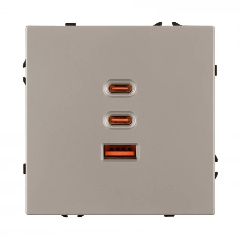 Розетка тип А+С+С софт-тач кашемир ARL NOBE USB SCT-MUACC-SFPL-FC-CA (65W, QC3) (Arlight,) 061835(1)