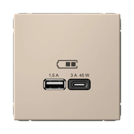 Розетка с быстрой зарядкой USB Type A+С 45Вт (песочный) Systeme Electric GAL001229