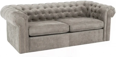 Диван Chesterfield ОГОГО (арт.329627), (Ткань/Светло-серый)