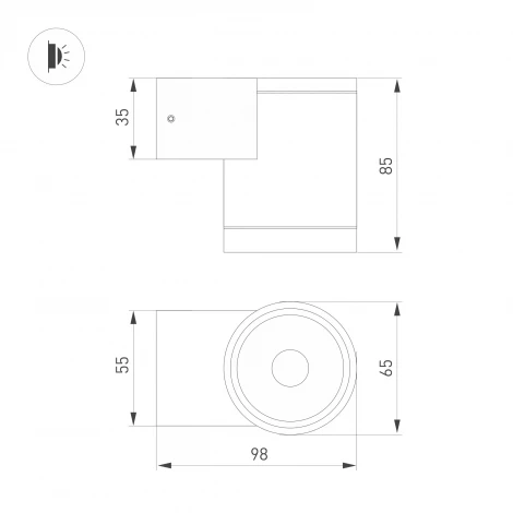 Архитектурная подсветка LGD-RAY-WALL-R65-9W Day4000 (GR, 23 deg, 230V) (Arlight, IP65 Металл) 044852(1)