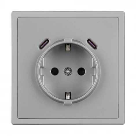 Розетка ARL NOBE зк со шторками с USB тип C+С софт-тач никель SCT-MUCC-SFPL-IS (250V, 16A) (Arlight,) 061817(1)