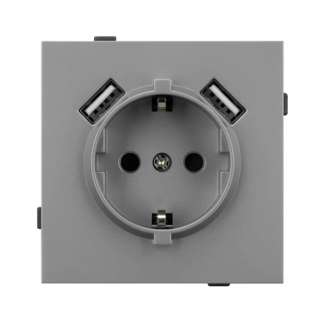 Механизм розетки с USB зарядкой SCT-TENDO-MUAA-PL-GR (230V, 16A) (Arlight, Графитовый) 054084