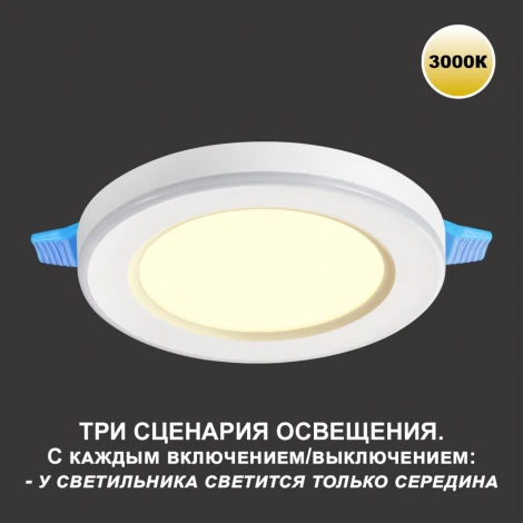 Светильник встраиваемый светодиодный Novotech Span 359020 LED 3000К 12W+4W SPOT (220V, круглые)