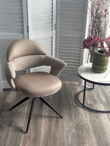 Стул ЖЕНЕВА (GENEVA) 360 град, цвет БЕЖЕВЫЙ VEGA-11 / MIAMI-160, ткань / ЧЕРНЫЙ каркас, ®DISAUR M-City 64838