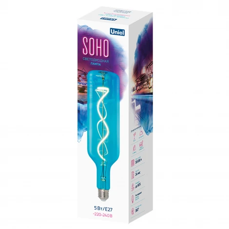 Лампочка светодиодная Uniel LED-SF21-5W/SOHO/E27/CW BLUE GLS77BL