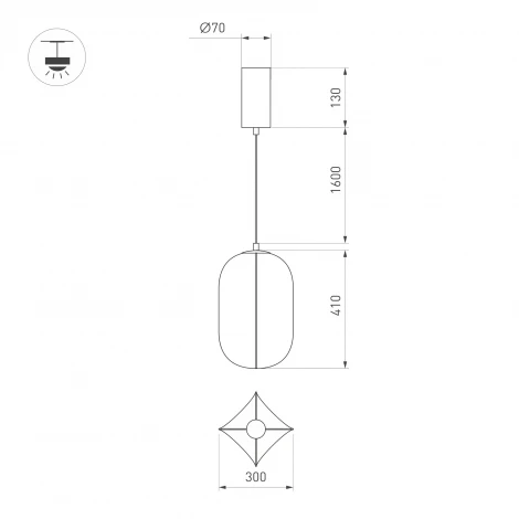 Подвесной светильник SP-SETA-HANG-L410х300-7W Warm2700 (WH, 320 deg, 230V) (Arlight, IP20, Натуральный шелк) 056883