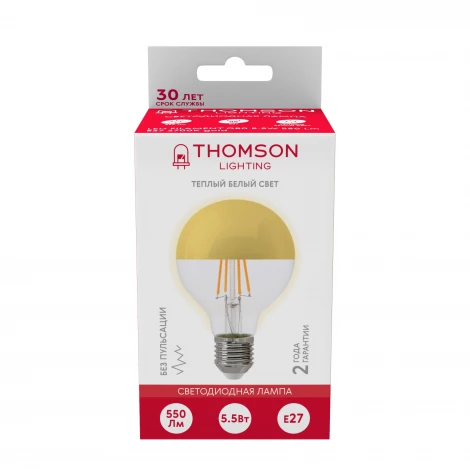 Лампочка светодиодная филаментная прозрачный шар E27 5,5W Thomson G80 TH-B2380