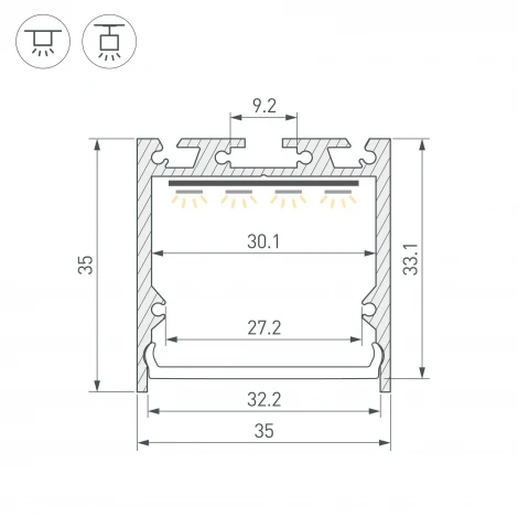 Профиль SL-LINE-3535-2000 BLACK (BY) (Arlight, Алюминий) 062591