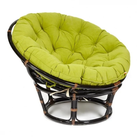 Кресло PAPASAN/ПАПАСАН 23/01 W /с подушкой/ диаметр подушки 125см, 115х101х104см, античный черно-коричневый, флок олива, 23 Tetchair 13738