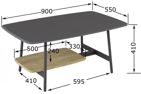 Стол журнальный Калифорния Юкон Графит/дуб сонома 9557096201