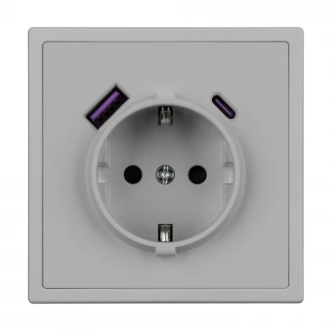 Розетка ARL NOBE зк со шторками с USB тип А+С софт-тач никель SCT-MUAC-SFPL-IS (250V, 16A) (Arlight,) 059445(1)