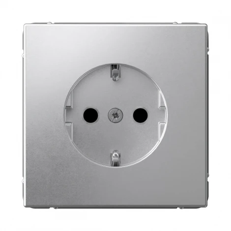 Розетка с заземлением и шторками (алюминий) Systeme Electric GAL000345S