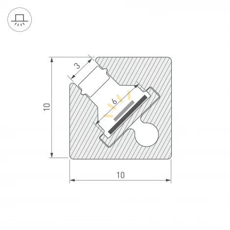 Профиль с экраном SL-KANT-H10-SQUARE-2000 IRON GREY (Arlight, Алюминий+пластик) 055325