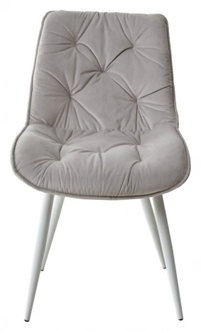 Обеденный стул M-City MONACO UF910-02 LIGHT GREY, велюр/белый каркас