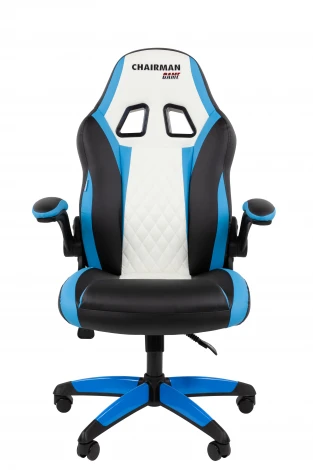 Кресло Chairman game 15 Россия экокожа черный/голубой/белый 7213475