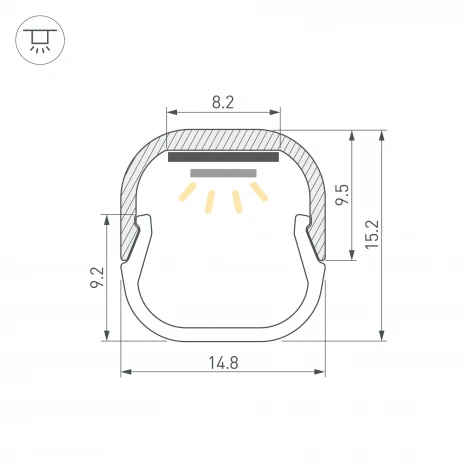 Профиль LINE-D-1515-2000 SQUARE ANOD (Arlight, Алюминий) 061083