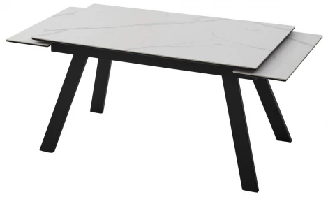 Стол МОРИС-2 140 цвет MATTE БЕЛЫЙ МРАМОР, керамика / Черный каркас M-City 64592