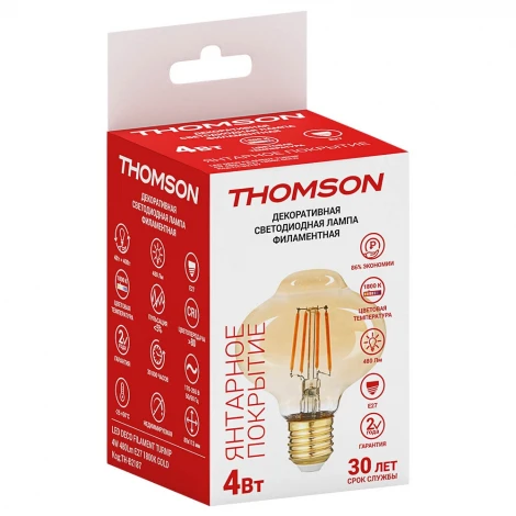 Лампочка светодиодная филаментная прозрачная груша E27 4W Thomson Deco Turnip TH-B2187