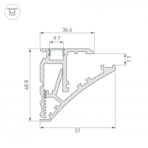 Профиль SHELF-600-2000 ANOD (Arlight, Алюминий) 060498