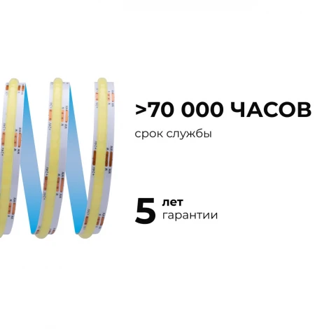 Светодиодная лента 24В 10Вт/м COB CCT 560д/м IP20 900Лм/м ширина подложки 8мм, 5м CRI 90 3000К+6500К Apeyron 00-492