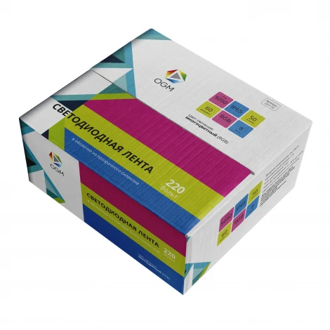 Светодиодная лента 220В 8Вт/м SMD5050 60д/м IP65 50м RGB OGM O17-10