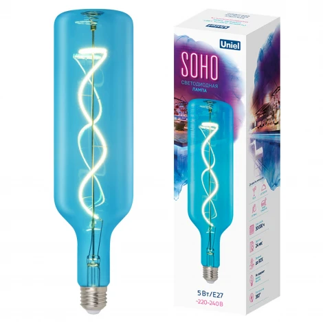 Лампочка светодиодная Uniel LED-SF21-5W/SOHO/E27/CW BLUE GLS77BL