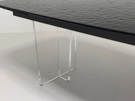 Стол ЛАУРИТЦ (LAURITS) 200 цвет ЧЕРНЫЙ (GREY), стекло BUBBLE / Прозрачный каркас ®DISAUR M-City 64663