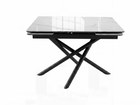 Стол DikLine BKX110 Керамика Carrara Gloss (мрамор глянец белый)/подстолье черное/опоры черные (2уп.) 00-00087086