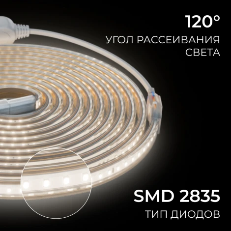 Комплект светодиодной ленты 220В 6Вт/м 400Лм/м 4000К SMD2835 120д/м 5м, IP65 OGM SL-66