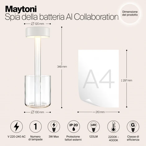 Настольная лампа с аккумулятором Maytoni AI Collaboration MOD229TL-L3W3K1 (регулировка яркости, LED, 220V, выключатель, круглые)