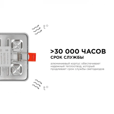 Встраиваемый светильник светодиодный с регулировкой под посадочное отверстие 6Вт 500лм 4500К квадратная, драйвер на корпусе OGM LP-14