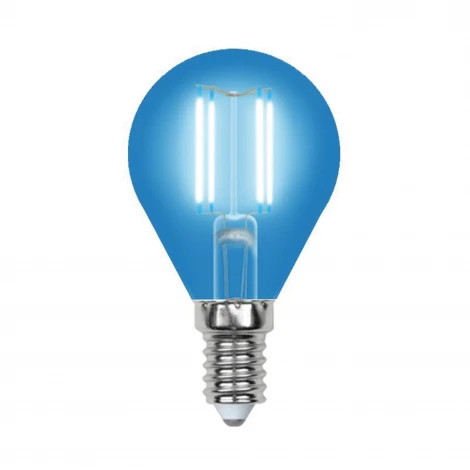 Лампочка светодиодная груша синяя E14 5W Uniel LED-G45-5W/BLUE/E14 GLA02BL