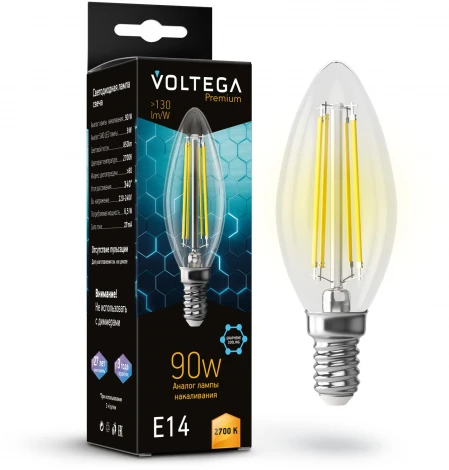 Светодиодная лампа 9W 2700K E14 Voltega Candle 9W Graphene 7218