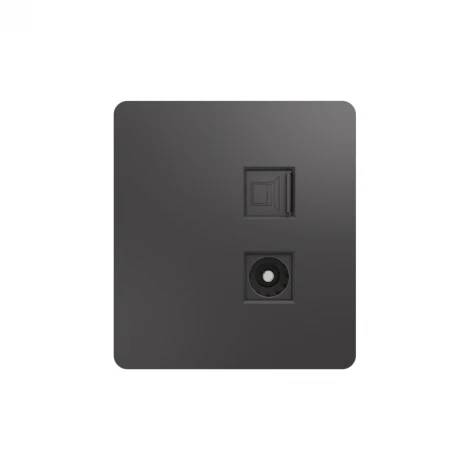 Розетка компьютерная RJ45 кат6 + TV с/у титан Kranz Round KR-78-0722-2