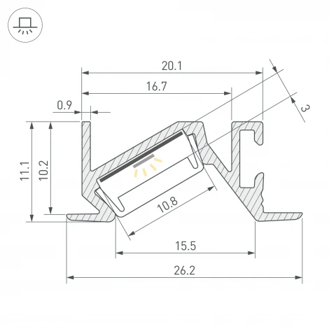 Профиль PDS-BEVEL-F-2000 ANOD (Arlight, Алюминий) 063456