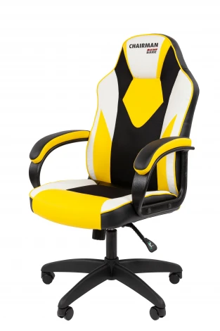 Кресло Chairman game 17 Россия экокожа черный/желтый/белый 7213491