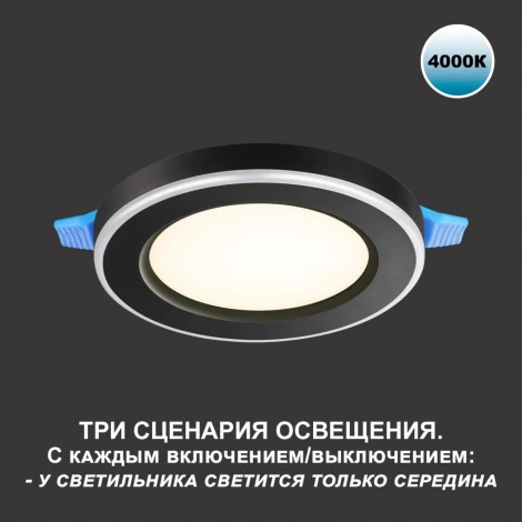 Светильник встраиваемый светодиодный Novotech Span 359015 LED 4000К 12W+4W SPOT (220V, круглые)
