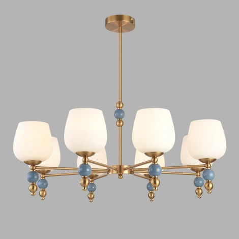 Потолочная люстра на штанге Lumion Lolita 8426/8C бронза/белый/синий, металл/керамика/стекло E27 8*60W 220V