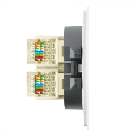 Розетка компьютерная 2-местная RJ-45 (механизм) RST00-3111-01 белая магнолия Stekker Мия 50437