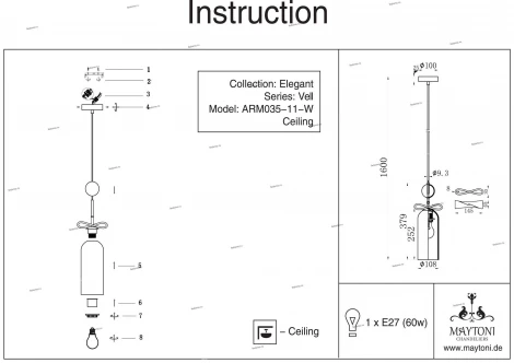 Подвесной светильник Maytoni Vell ARM035-11-W