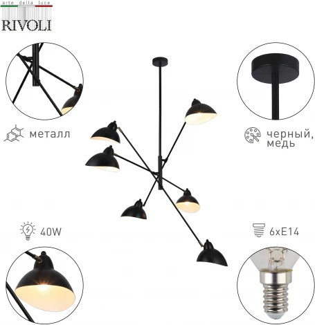 Потолочная люстра на штанге Rivoli Adelaide 4103-306
