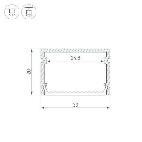 Профиль LINE-3020-3000 ANOD (Arlight, Алюминий) 062250